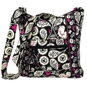Disney Parks x Vera Bradley Pink Mickey Floral Crossbody Bag Black White Quilted